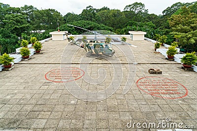 Helicopter on the top of Independence Palace Editorial Stock Photo